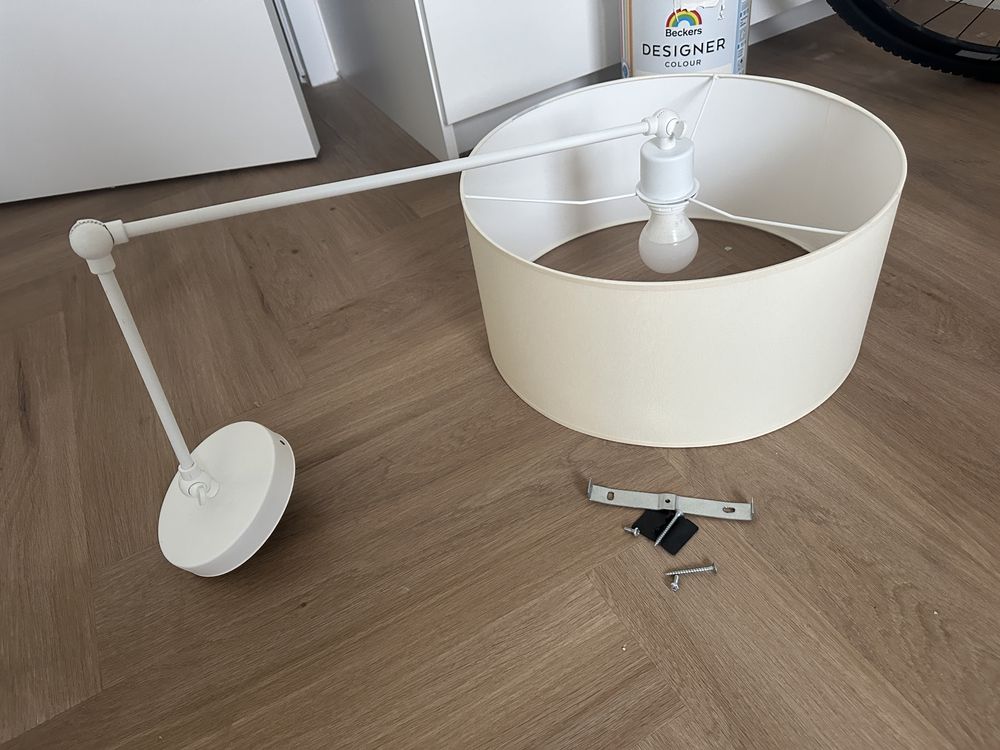 Lampa wisząca regulowana sufitowa walec wysięgnik 20 x 40 cm ecru
