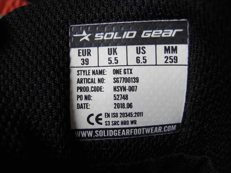 Damskie buty robocze Solid Gear One Gtx roz EUR 39 Gore-tex