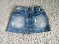 R. 140 Next, spódnica, spódniczka dżinsowe, jeansowa, przetarcia