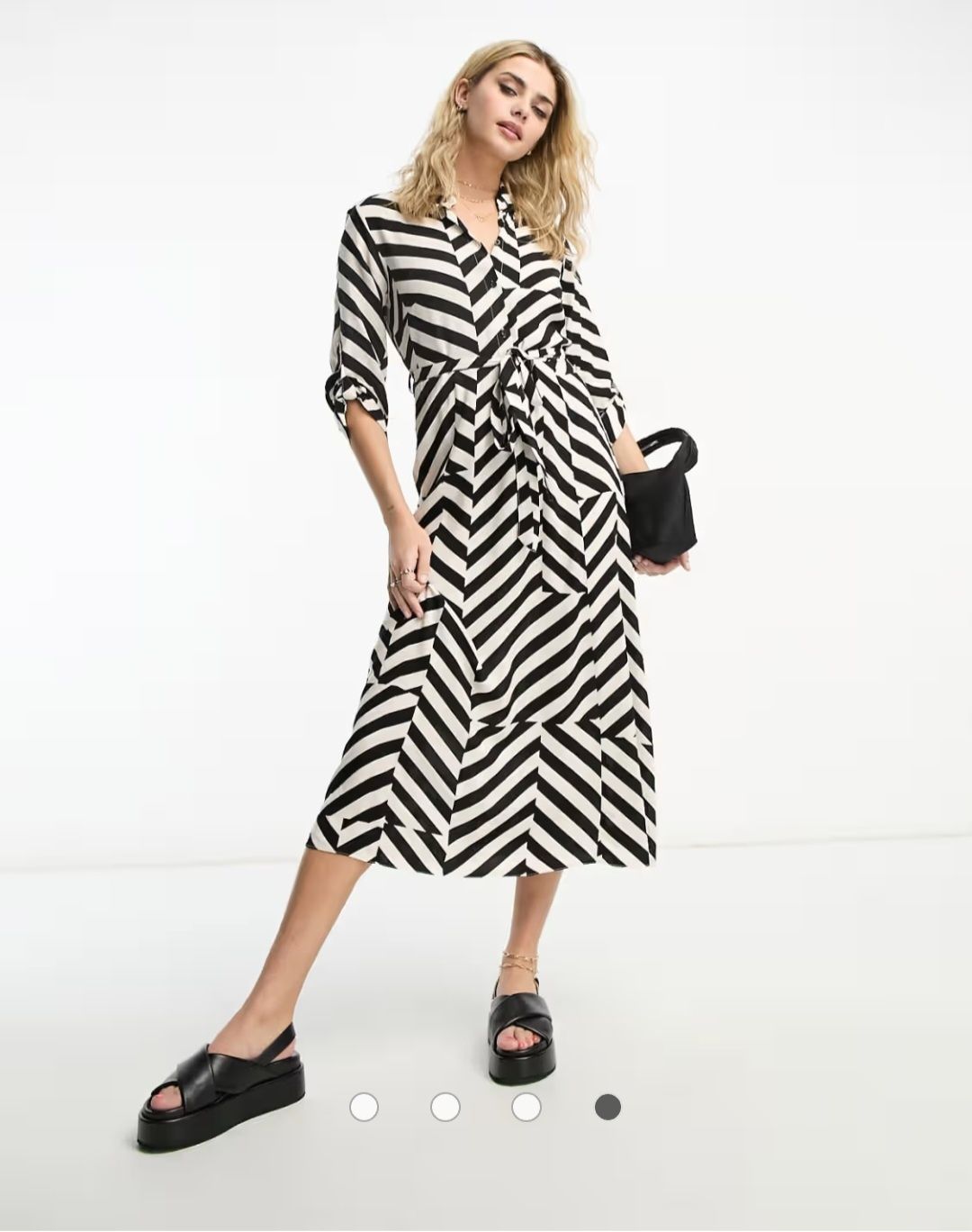 New Look Extra czarna wzorzysta Sukienka Koszulowa z paskiem 34 _ XS