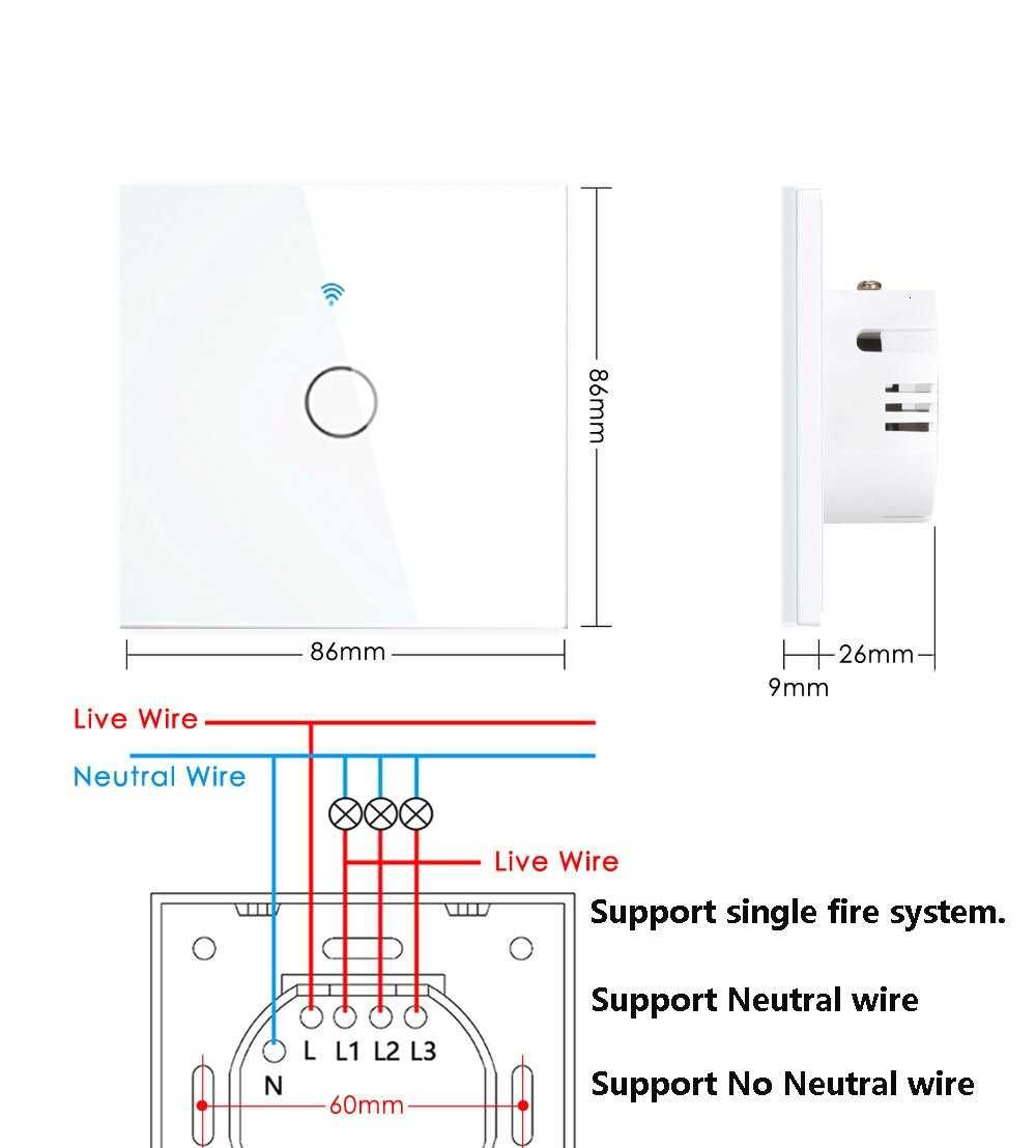 Włącznik szklany dotykowy WIFI + RF 433MHz Tuya