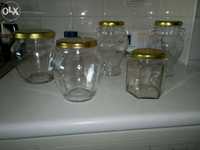 Conjunto de frascos de vidro de varios tamanhos