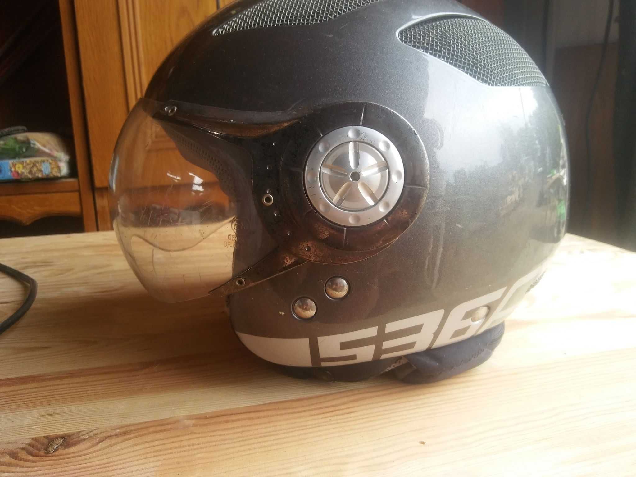 Kask motocyklowy chopper harley z szybką - pilotka M - L