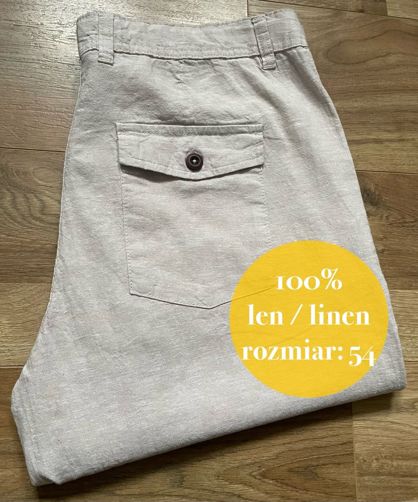Nowe 100% lniane spodnie w rozmiarze: 54 idealne na wiosnę / lato