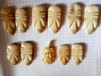 Guziki Japonia Chiny. Netsuke Guzik Miniaturowa Rzeżba twarzy XIXw.