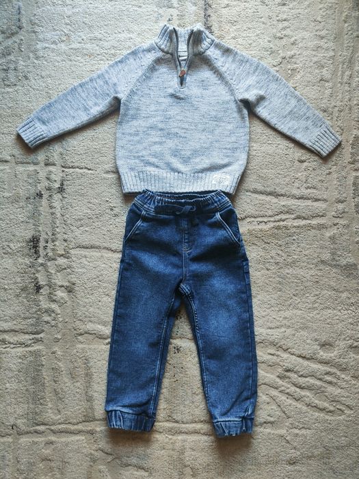 Komplet chłopięcy 104 jeansy joggery sweter H&M Cool Club Smyk