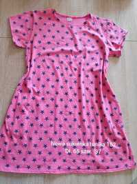 Nowa sukienka tunika szyta w Pl bawełna 152 elastyczna różowa gwiazdki