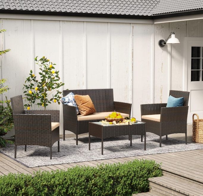 SONGMICS GGF004K05 meble balkonowe na taras balkon brązowo-taupe