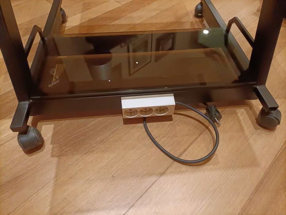 Mesa para várias impressoras em  metal e vidro fumado