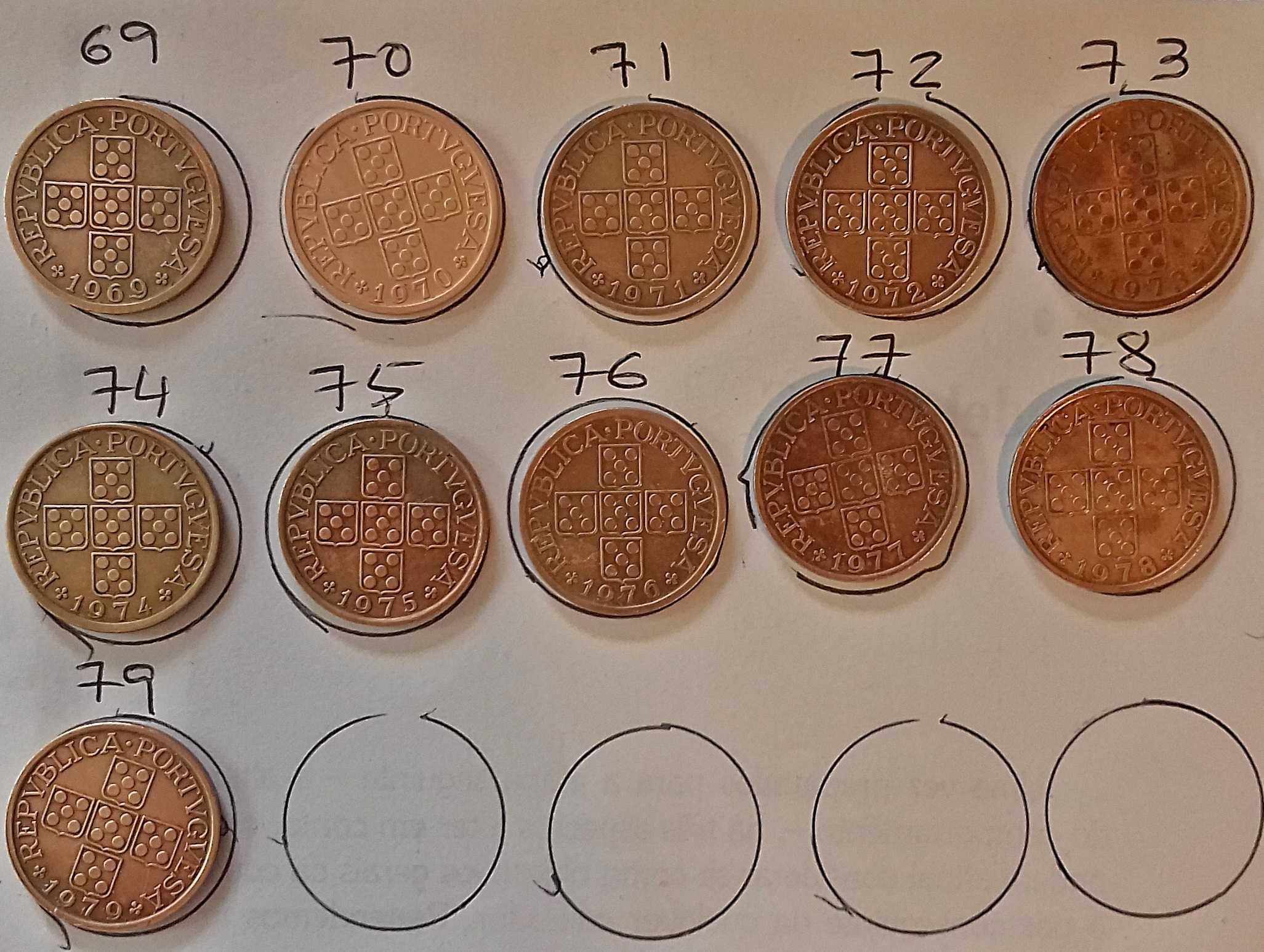 50 Centavos 1969-79: série completa 11 moedas