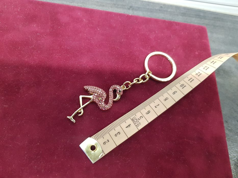 Breloczek do kluczy torebki różowy flaming