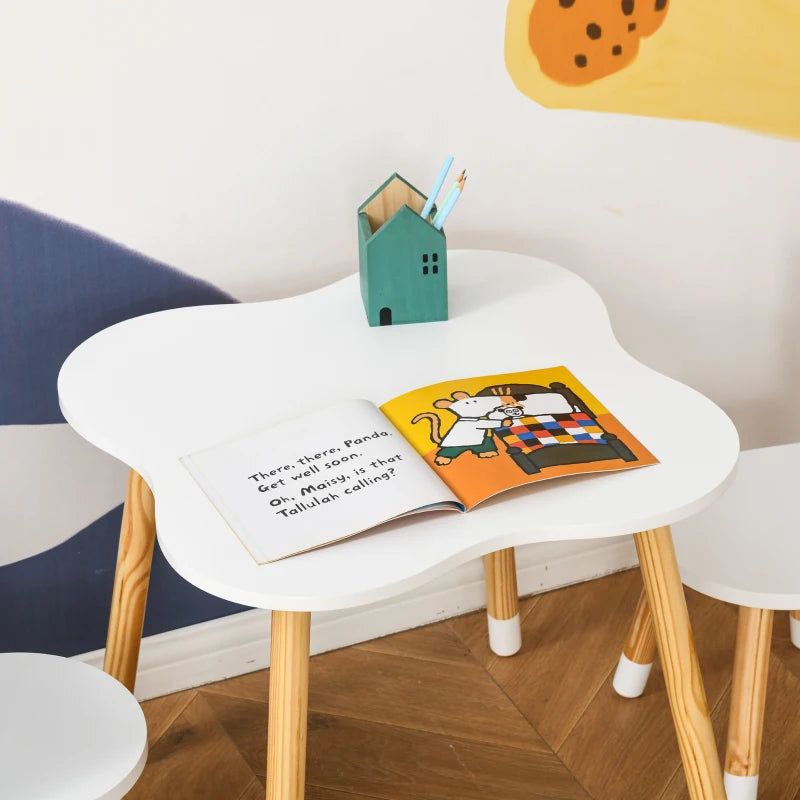 HOMCOM Conjunto Infantil de Mesa e 2 Cadeiras de Madeira Móveis Infant