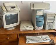 Computador, fax, impressora, CPU e scanner