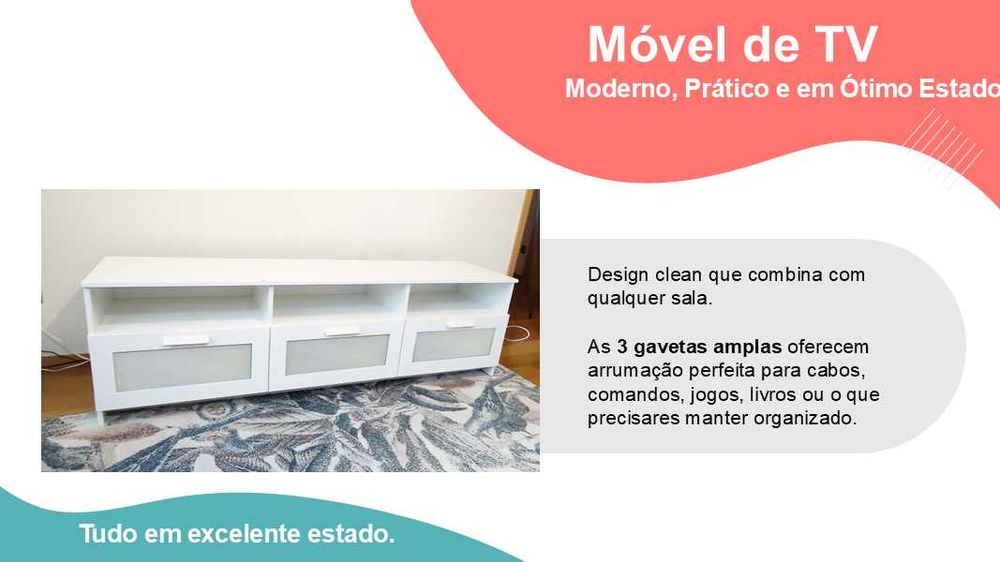 Móvel de TV Moderno, Prático e em Ótimo Estado!