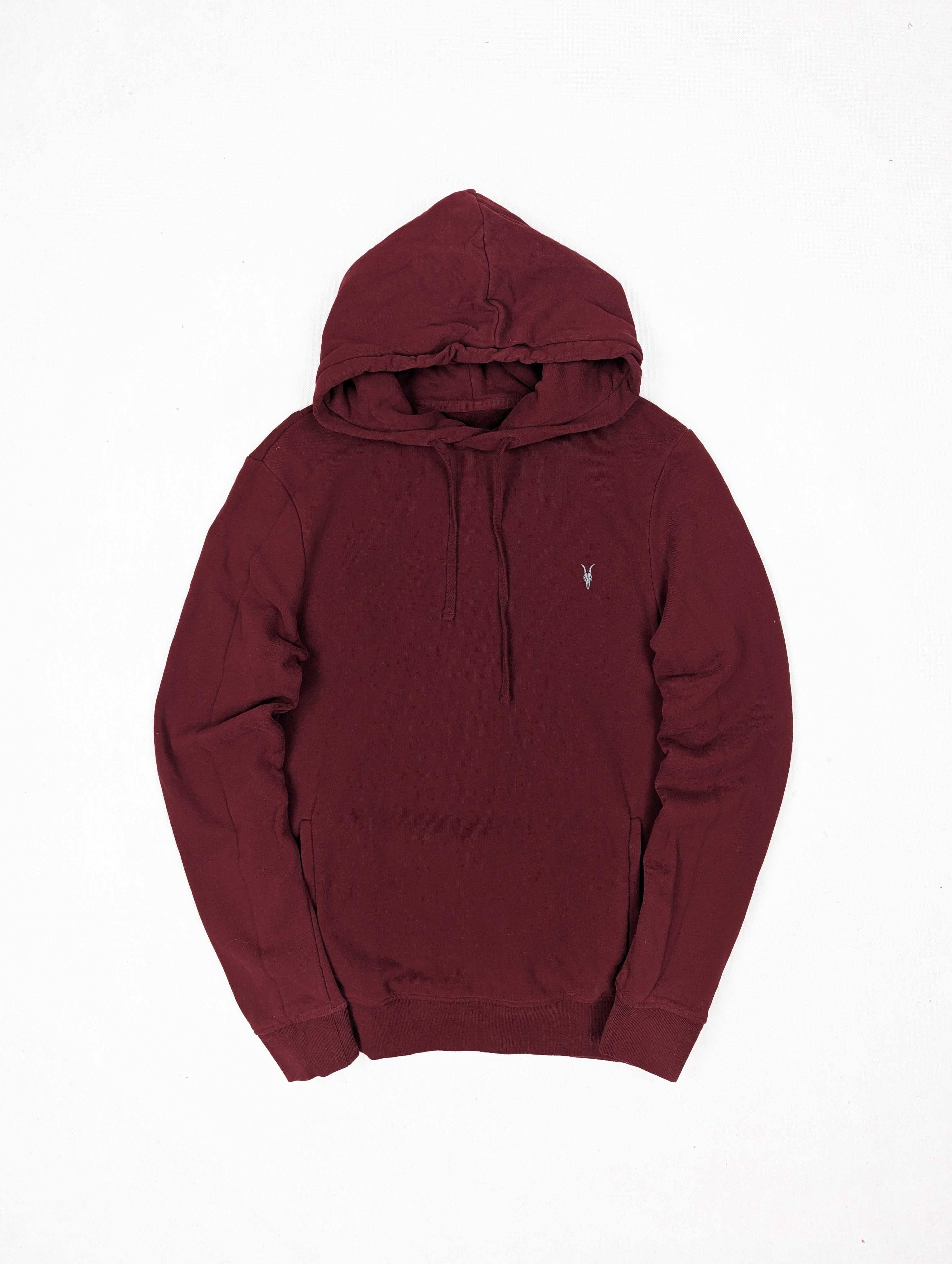 Allsaints raven oth hoody bordowa bluza z kapturem S logo