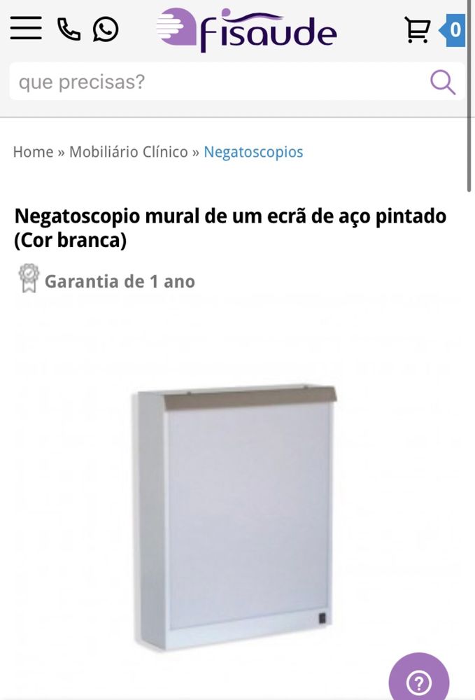 Negatoscópio 1 corpo