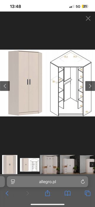 2 x szafa narożna kolor beżowy