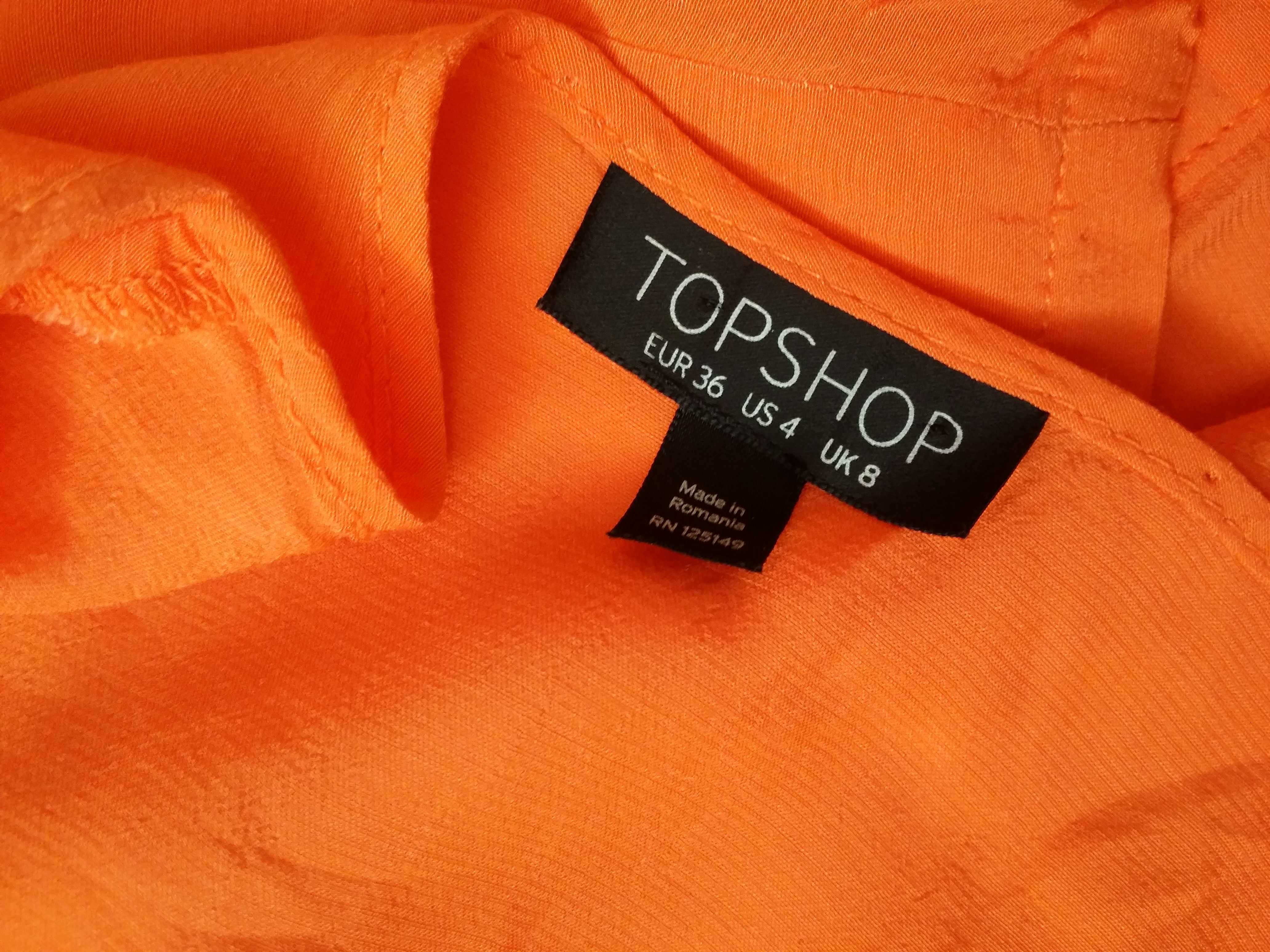 wiskozowy crop top pomarańczowy guziki bez rękawów gładki topshop S XS