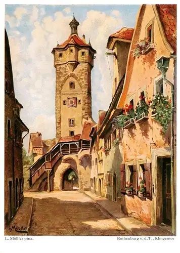 Obraz olejny " Brama Klingentor w Rothenburgu " wym. 58 x 48 cm.