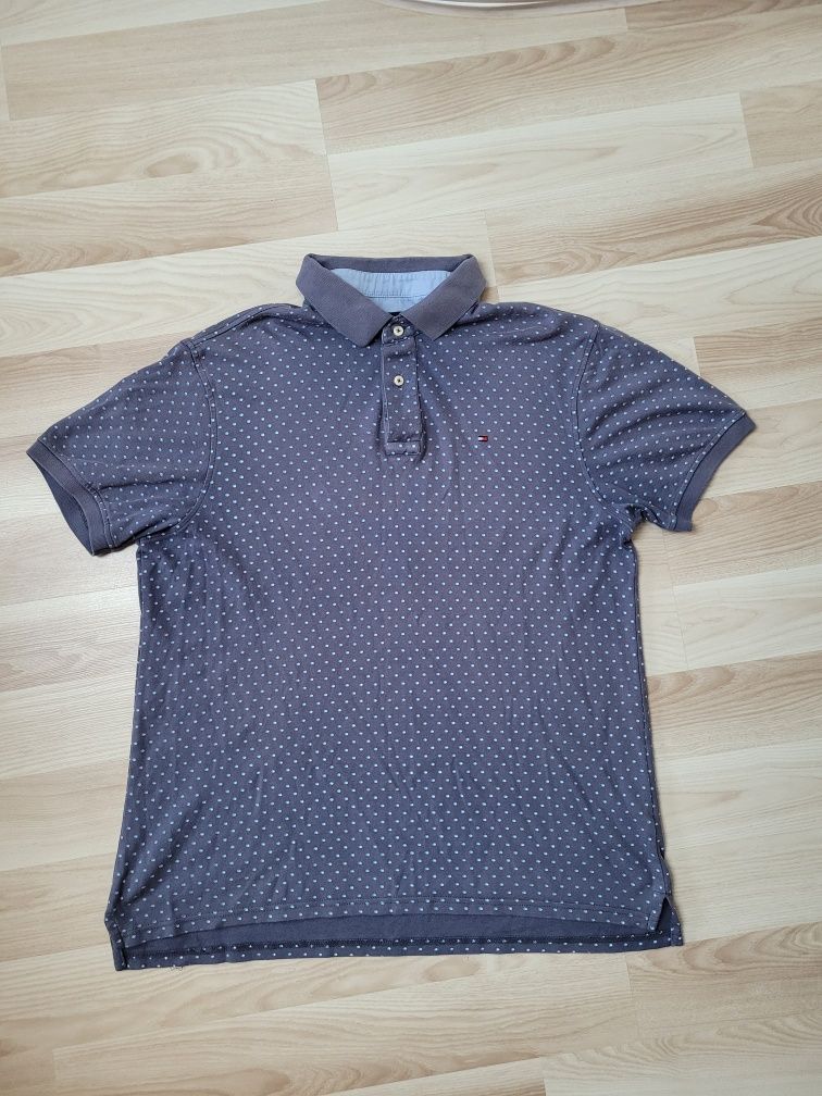 Bluzka polo XL męska Tommy Hilfiger t-shirt męski błękitna niebieska