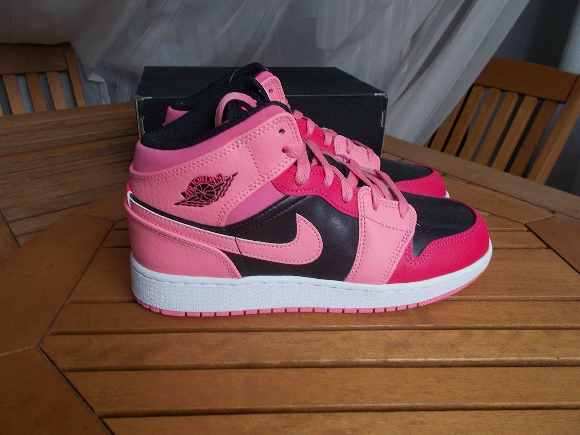 (r. 38 - 24 cm ) Nike Jordan 1 Mid Coral Chalk 554725,-662 Rush Pink