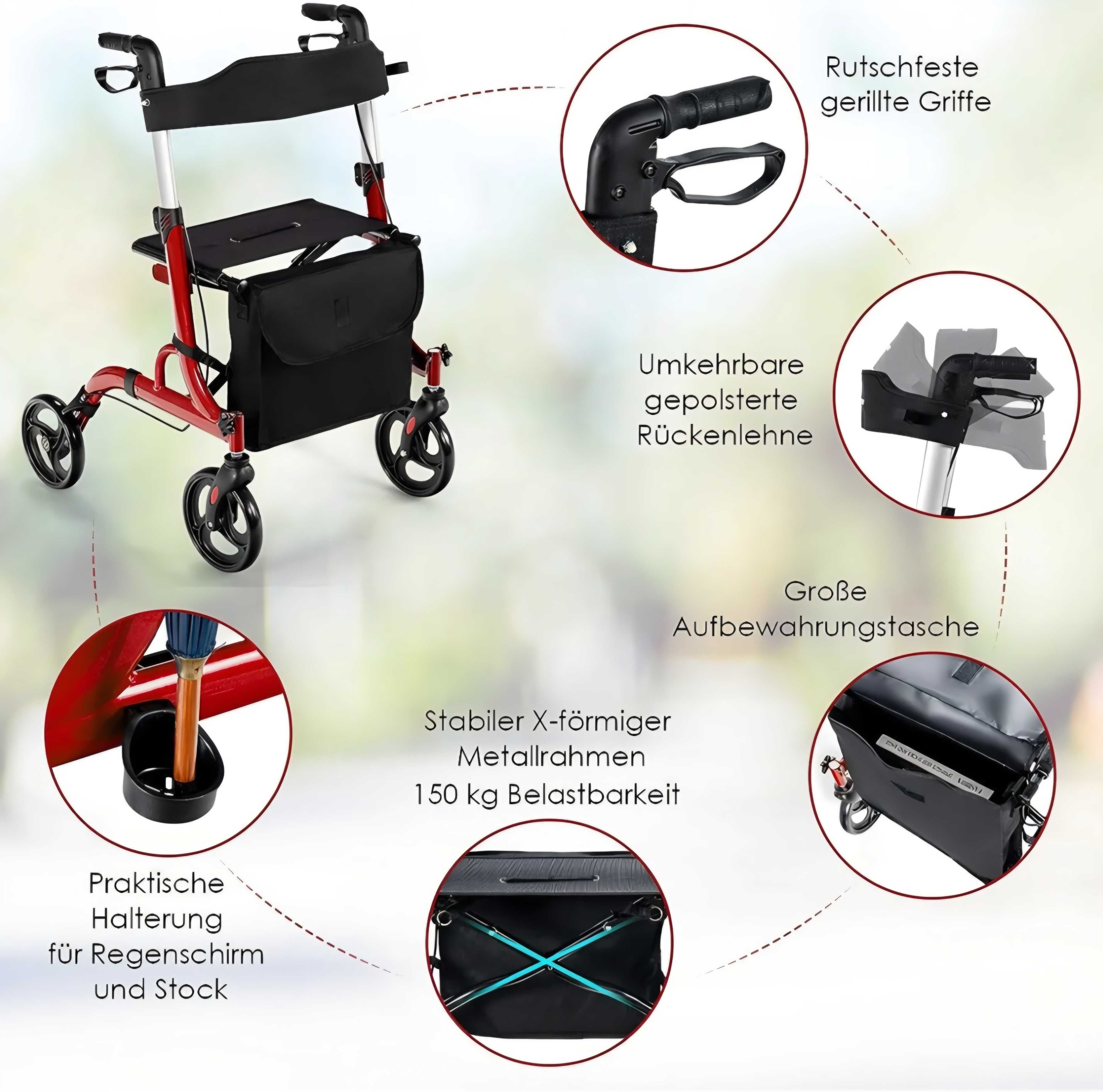 Chodzik balkonik rollator składany z siedziskiem 2w1 lekki aluminium