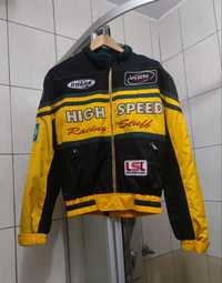 Żółta kurtka wyścigowa high speed yellow S M classic sport retro drip
