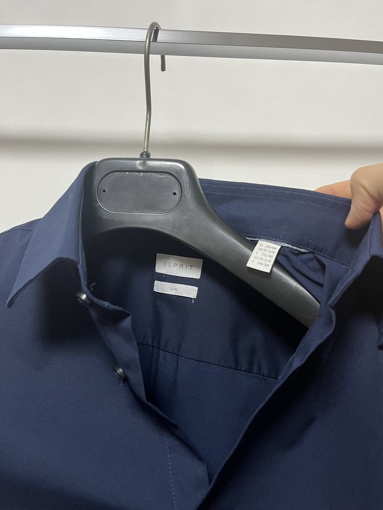 Esprit рубашка синяя slim fit / Размер L