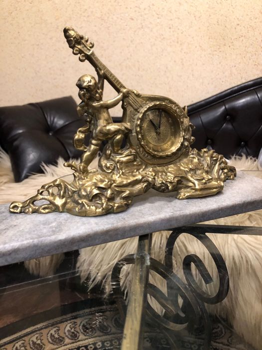 Zegar kominkowy mosiądz marmur dziecko