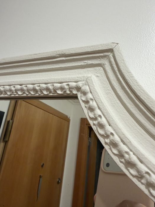 Credência maciça com mármore rosa e espelho (mesa entrada)