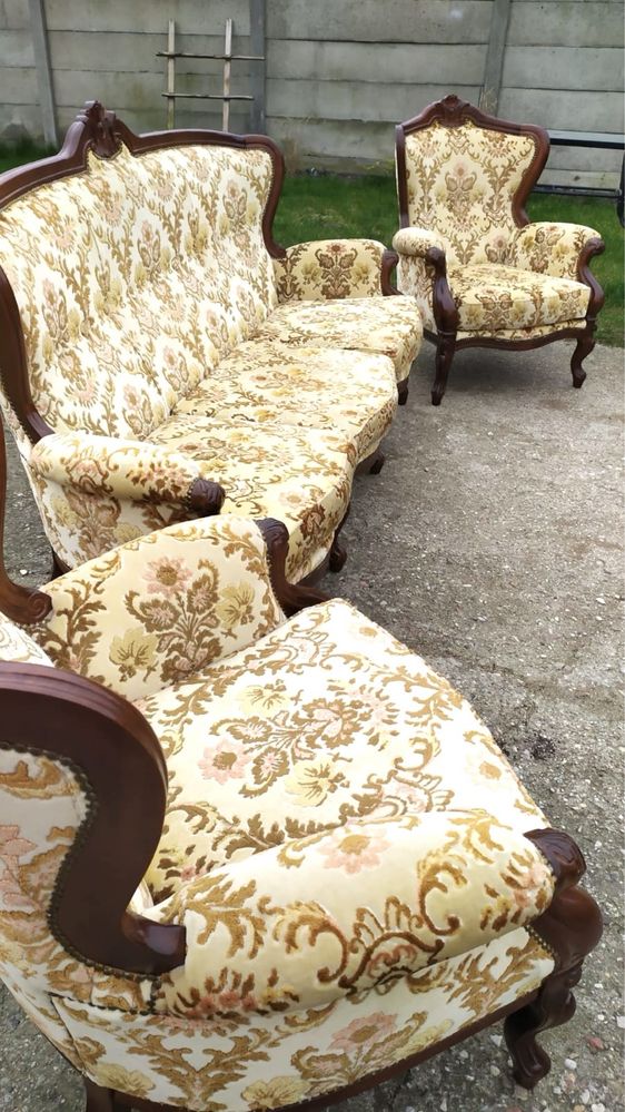 Wypoczynek ludwikowski sofa fotel Ludwik XV  zestaw wypoczynkowy