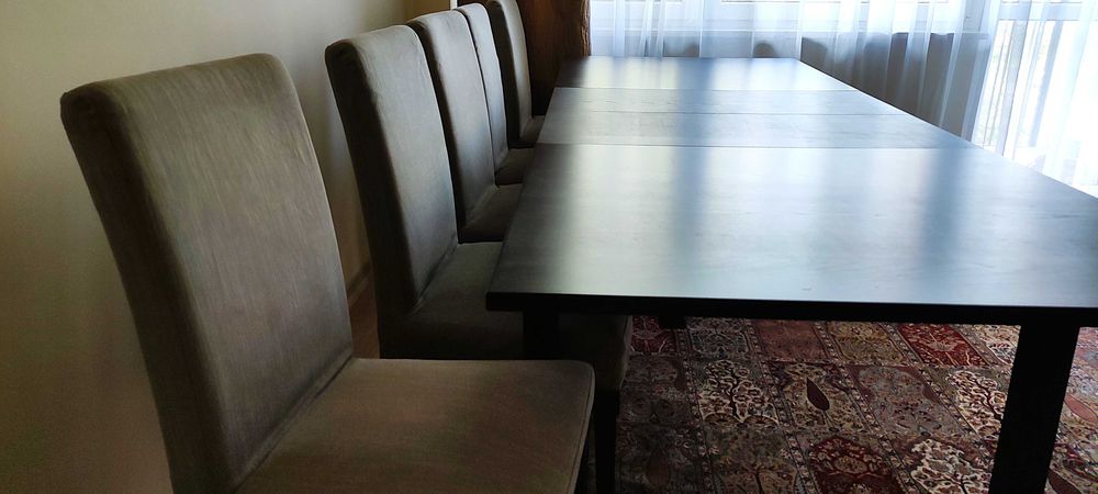 Stół Ikea Bjursta rozkładany 175-261/95/74 + 6 krzeseł Ikea Henriksdal