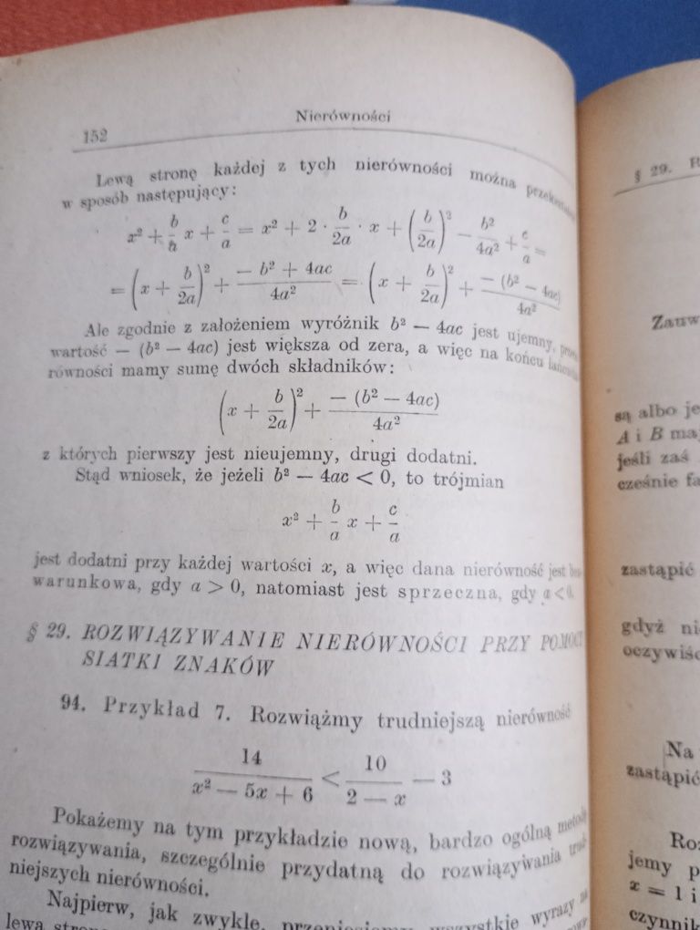 Matematyka - książka starszej daty - w nagłówku tematy, bez okładki
