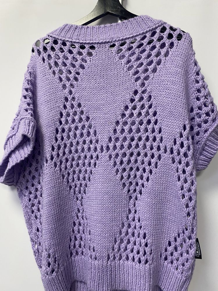Minouu Przybylska jordanov liliowy wełna Lila sweter L 40 XL 42