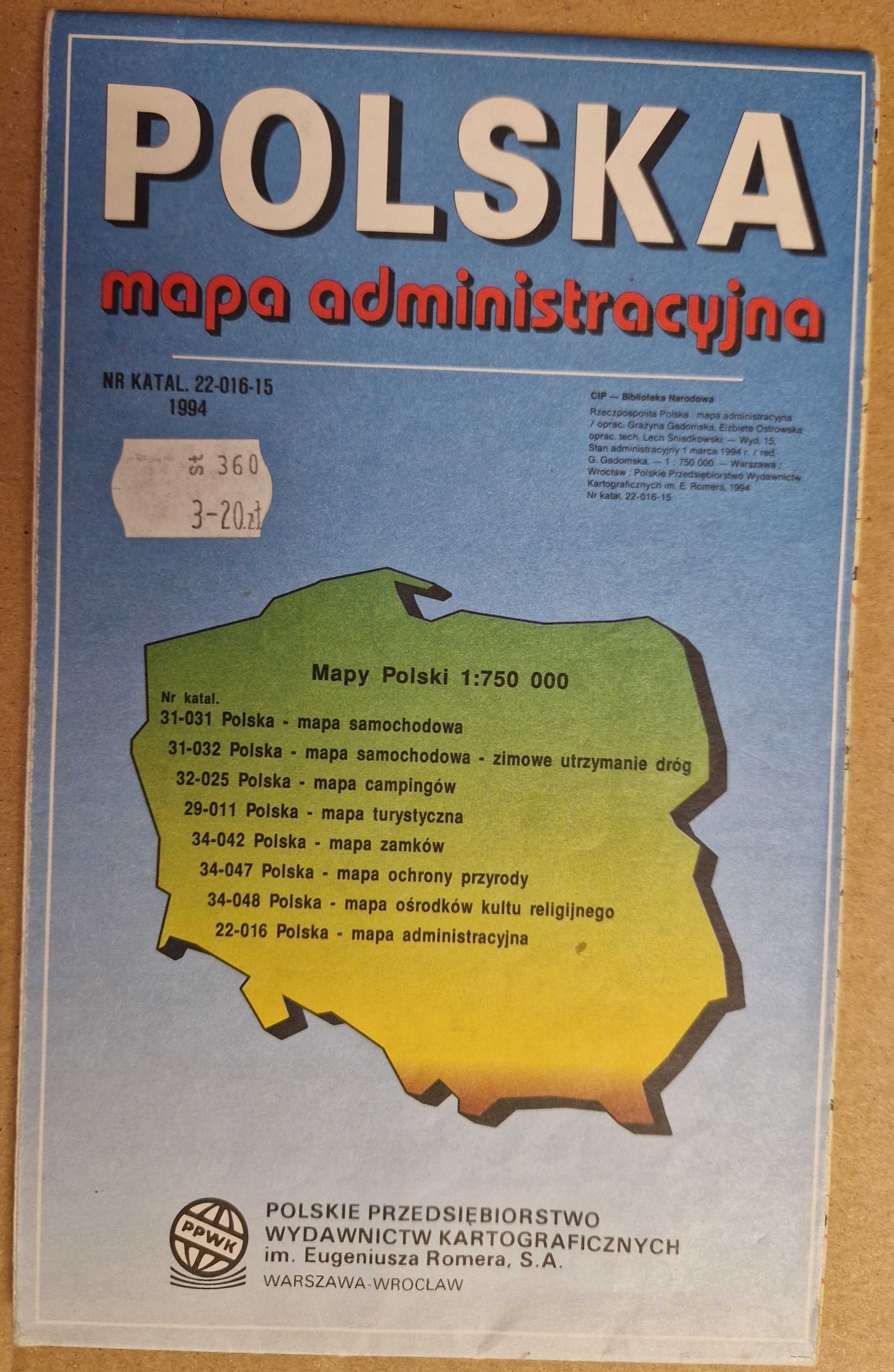 Polska Mapa administracyjna 1:750 000
