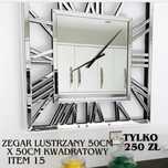Zegar Lustrzany Kwadratowy – Glamour - Wyprzedaż - Ostatnie Sztuki