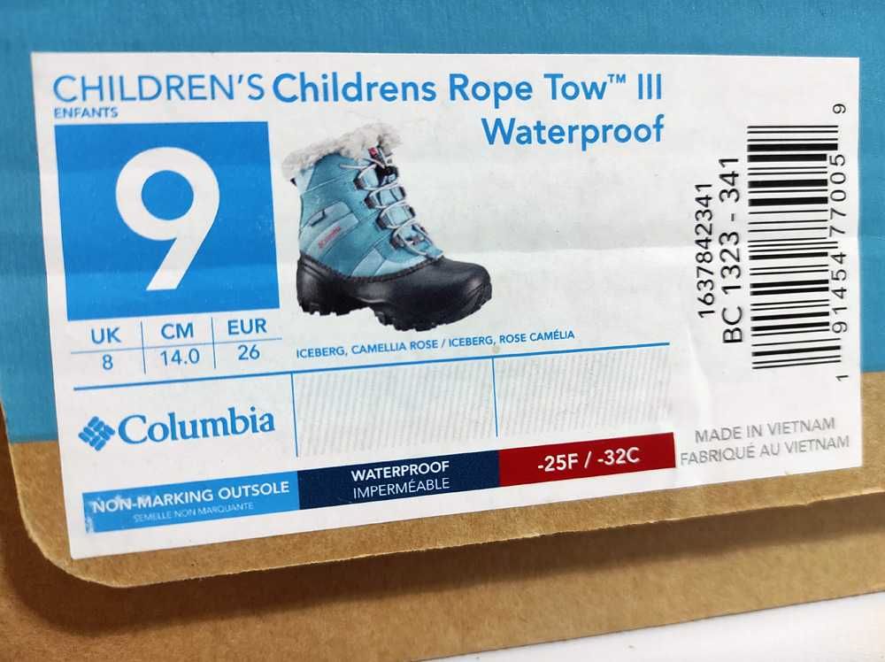 Ботинки детские Columbia зимние водозащитные Термоботинки Зимняя обувь