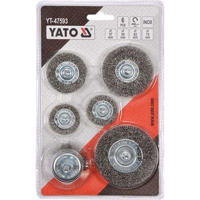 Szczotki Rotacyjne Z Trzpieniem Inox 6Szt Yato