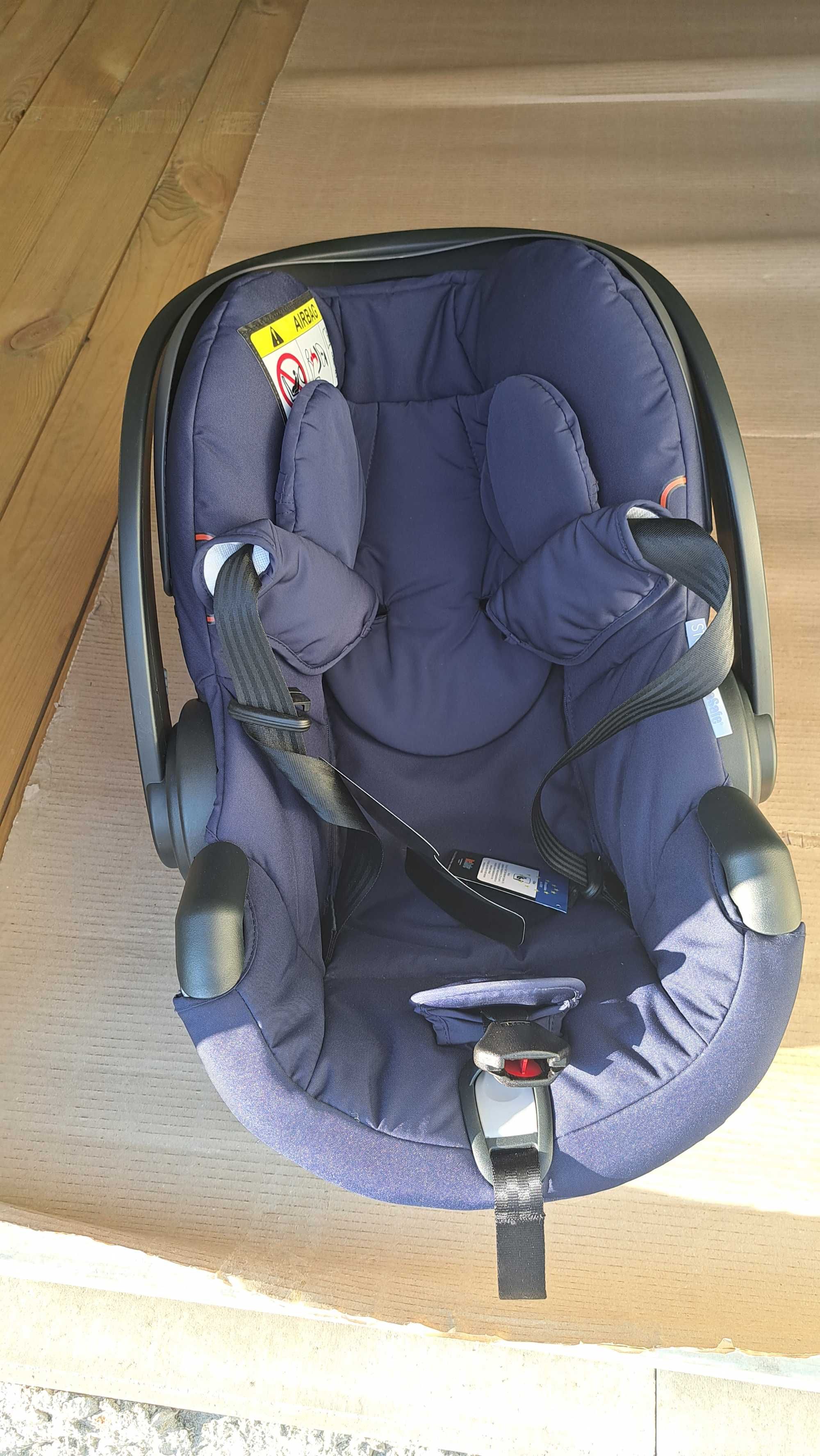 Fotelik Samochodowy Stokke + baza Izofix niebieski jak nowy 0-13kg!