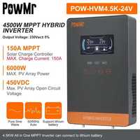 Гібридний сонячний інвертор PowMr 4500W POW-HVM4.5M-24V 230V MPPT UPS