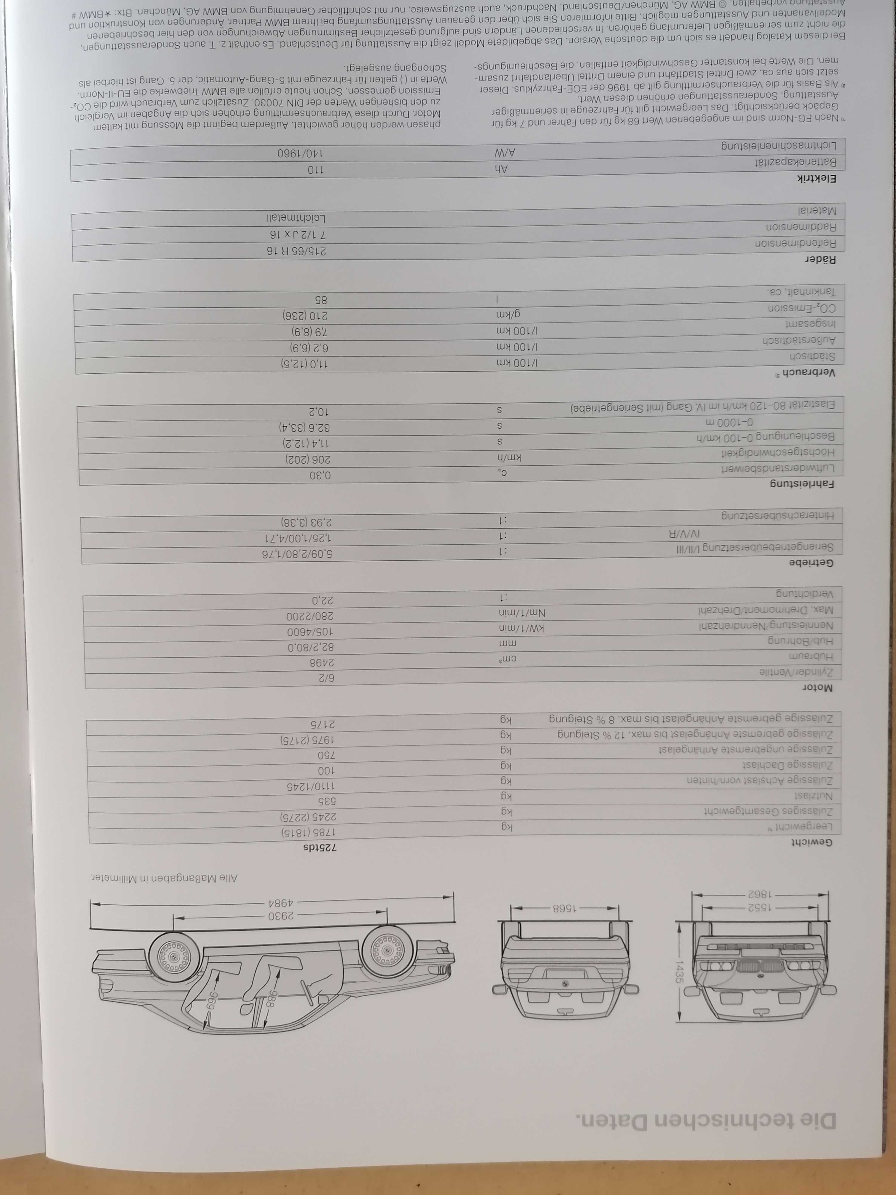 Prospekt BMW 7 E38 725tds