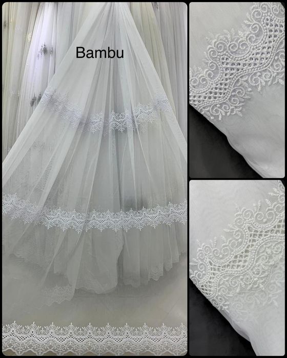 Тюль бамбук з вишивкою, гардины фіранки турецька, штори