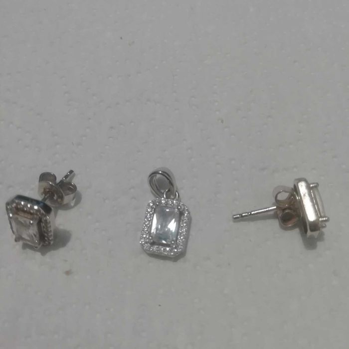 Śliczne kolczyki + zawieszka z cyrkoniami srebro 925