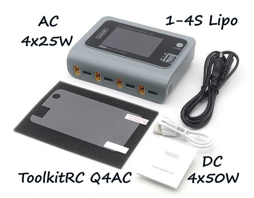 Новое четырёхканальное зарядное устройство ToolkitRC Q4AC (XT60)