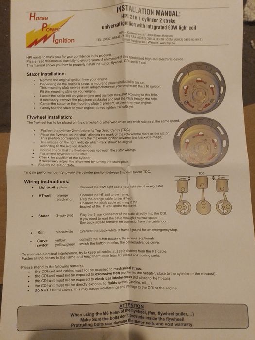 Nowy Zapłon HPi 210 2T ktm sx exc gs egs 250  300  380  90-03