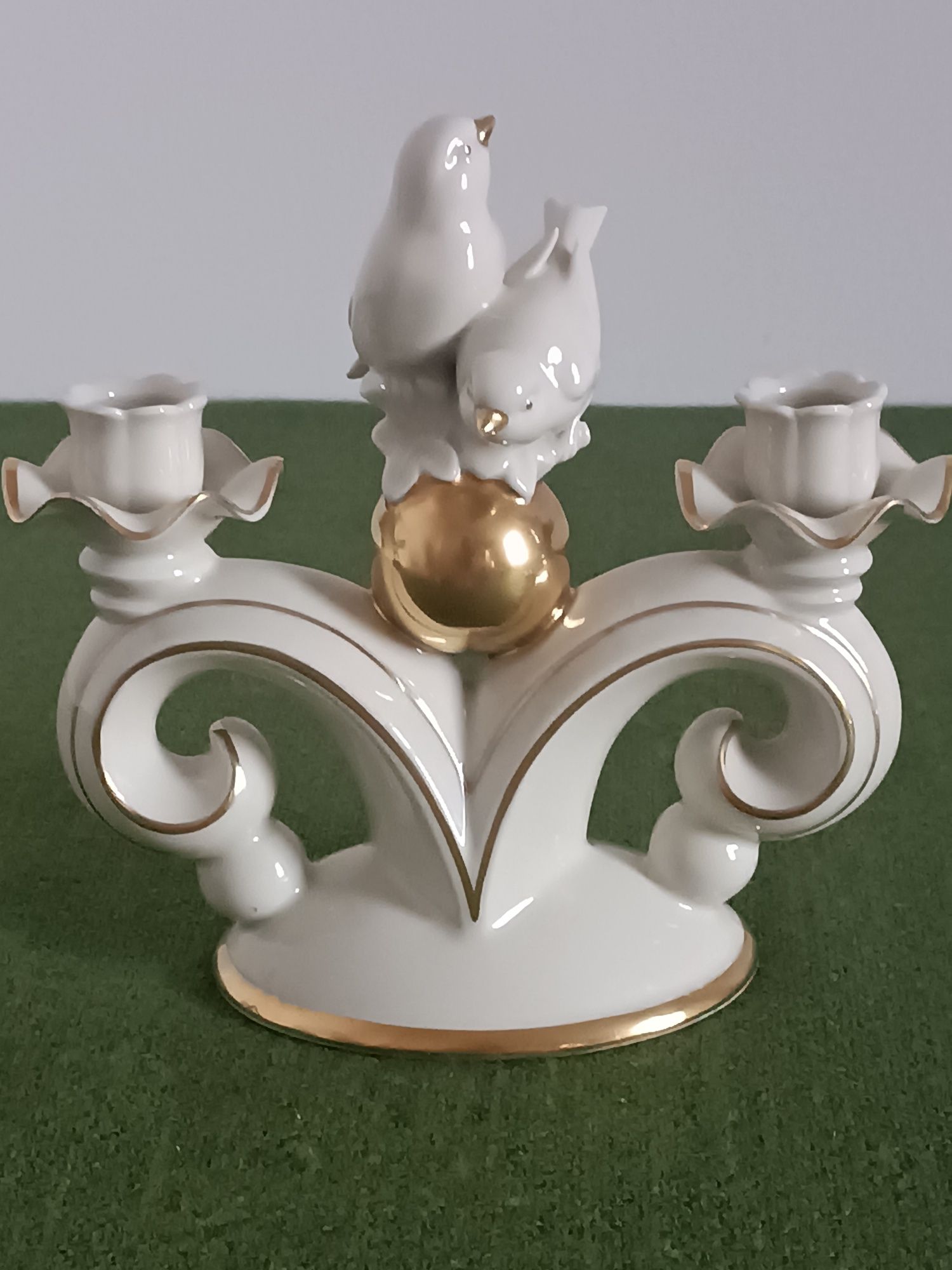 Świecznik z ptakami porcelana Neutattau