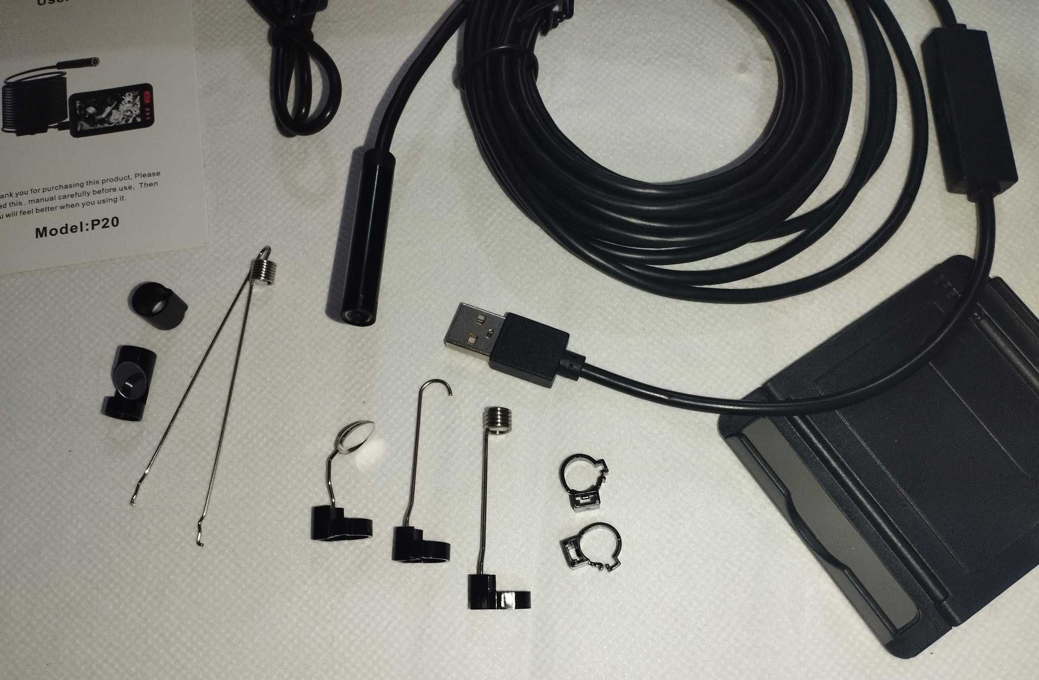 Monitor endoscópio USB, câmara, cabo flexível, inspecionar