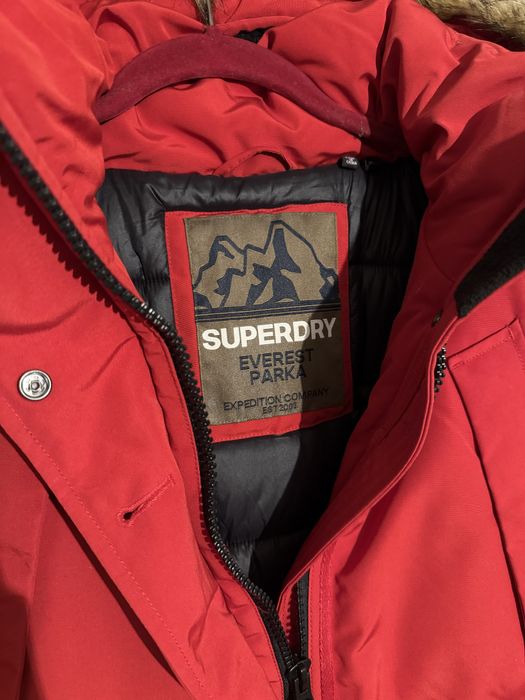 Kurtka zimowa parka damska czerwona Superdry rozmiar 36