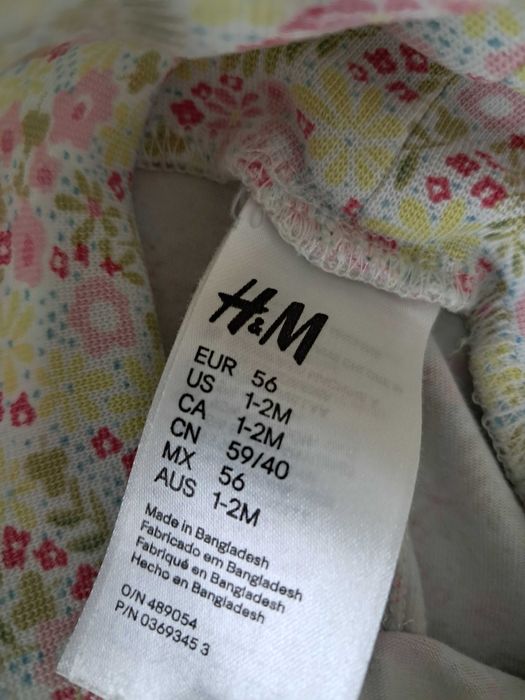 Spodnie niemowlęce dziewczęce kwiatki kwiatuszki H&M