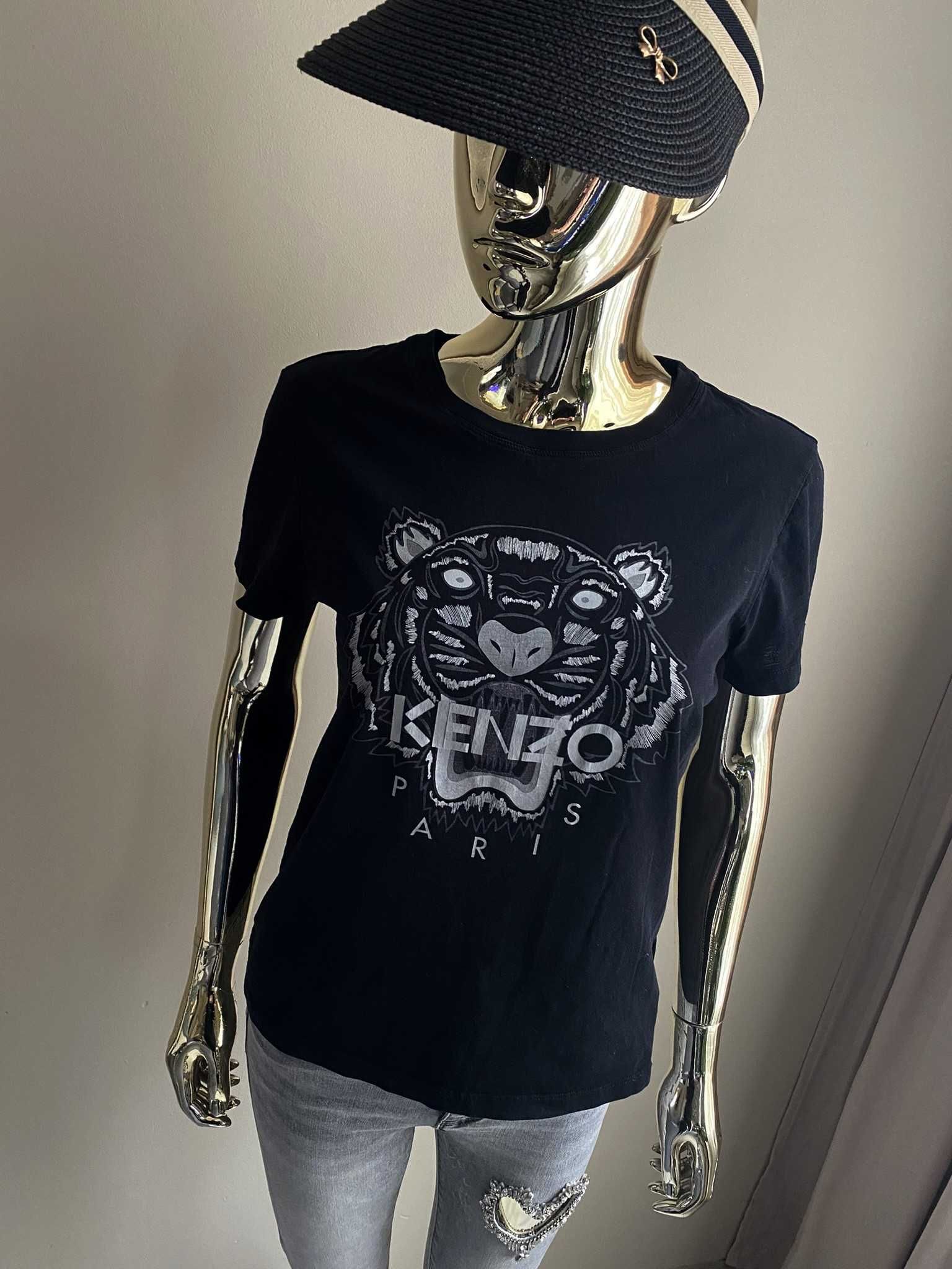 KENZO czarny t-shirt bluzka z tygrysem M